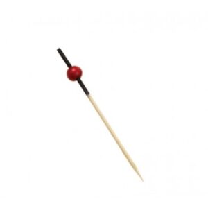 BAMBOO SMALL RED/BLACK BALL PICKS 12CM 100PCS COCKTAIL & APPETIZER STICKS