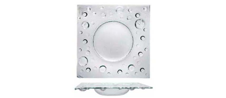 BUBBLE CLEAR SQUARE GLASS PLATE 30X30CM