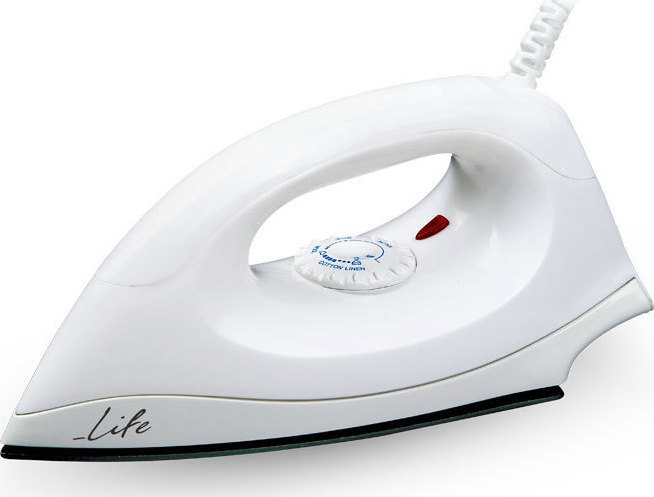 Life PURE WHITE Dry Iron WITH TEFLON SOLEPLATE 1400W