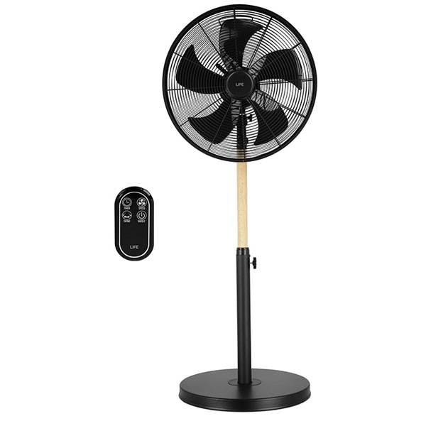 LIFE ALIZE BLACK PEDESTAL FAN with remote 50w