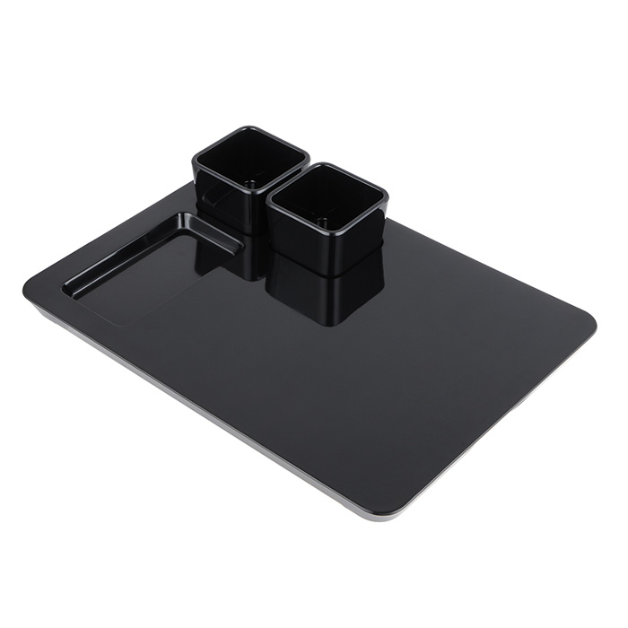 LIFE WITH COMPLIMENTS WELCOME BLACK MELAMINE Tray WITH 2 SACHETS