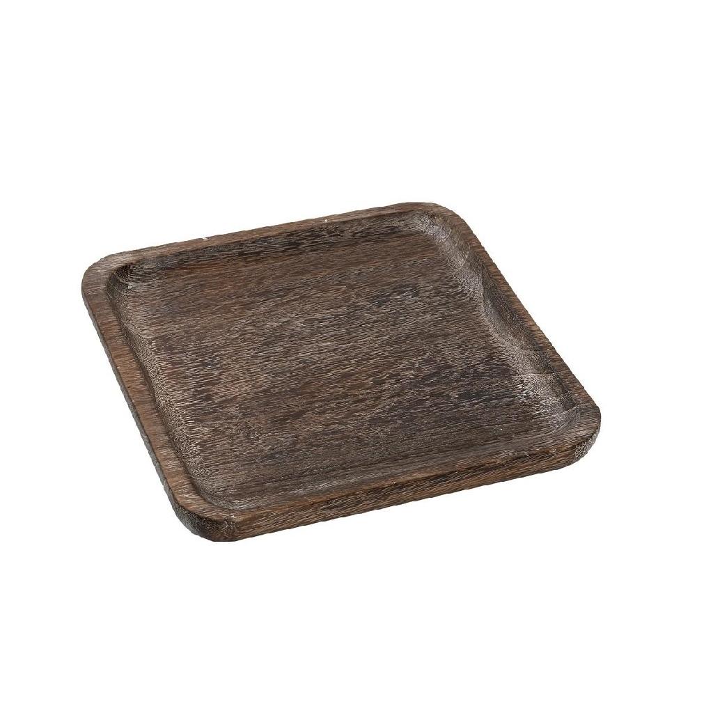 ROUND WOODEN SERVING PLATTER DARK BROWN 25X5CM