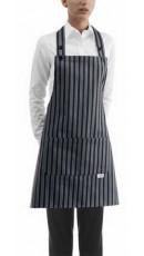 LONG APRON WITH POCKET GREY STRIPE 100% COTTON EGO CHEF