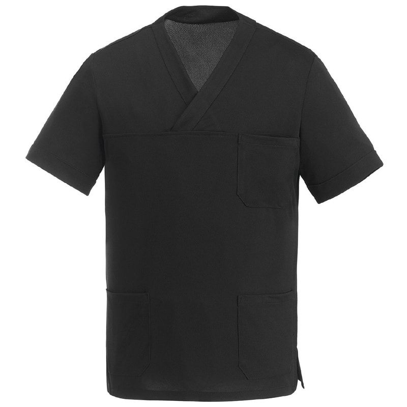 DOCTOR NURSE COAT LEONARDO BLACK AIR PLUS 100% POLYESTER SHORT SLEEVE EGO CHEF