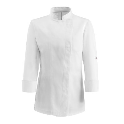 EASY GIRL ML WHITE Woman chef jacket with press buttons, long sleeves and back in Air Plus - EGO CHEF