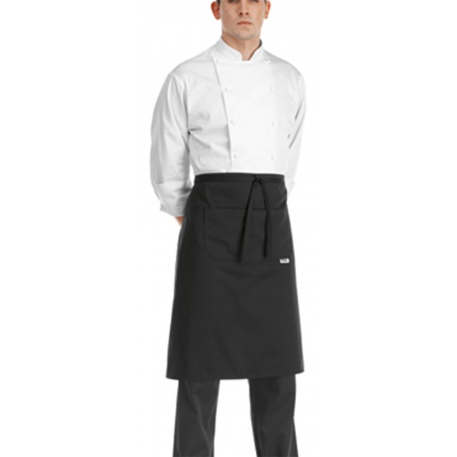 WAITERS APRON LONG BLACK WITH POCKET 65%POL 35%COTTON EGO CHEF