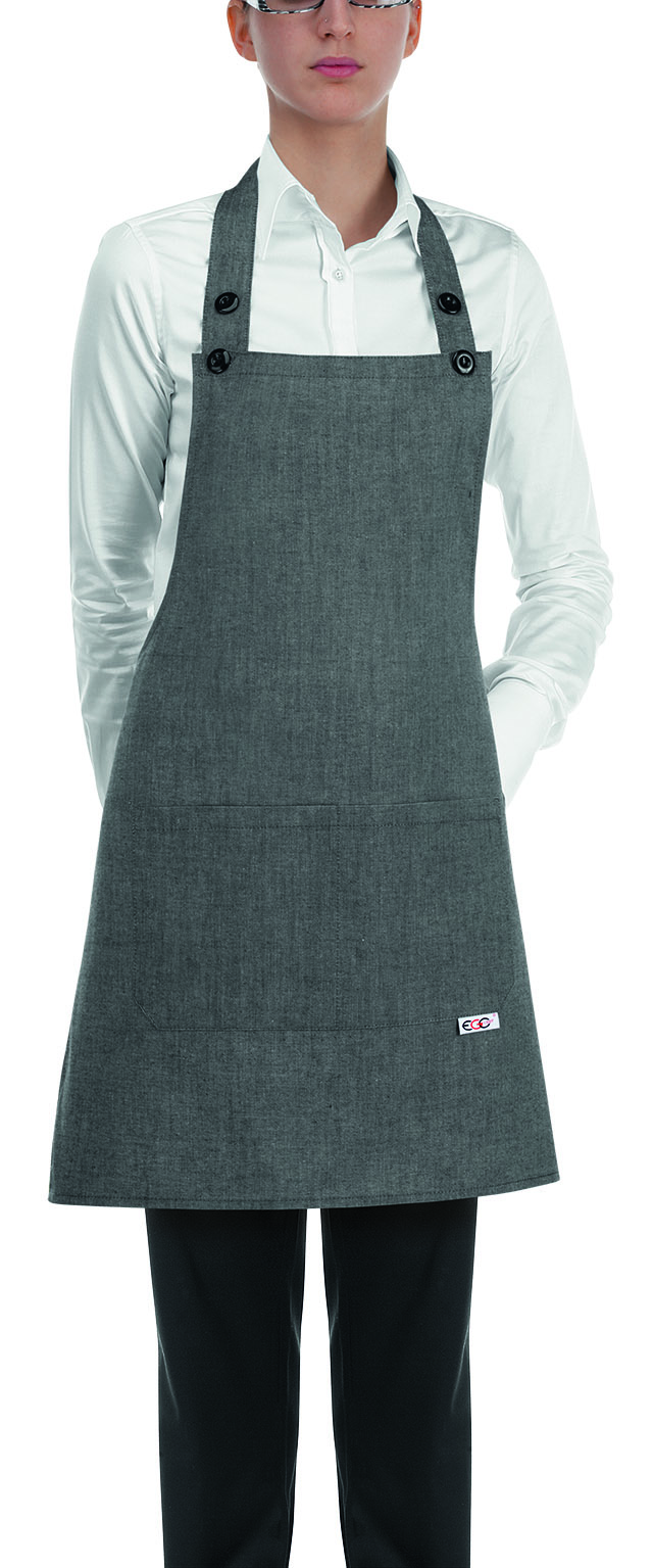 SHORT BIP APRON GREY MIX 65% Polyester- 35% Cotton EGO CHEF