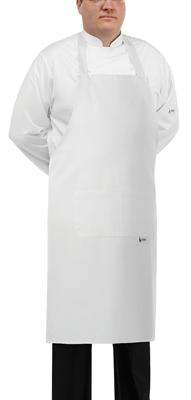 LONG APRON WITH POCKET WHITE 100% COTTON EGO CHEF