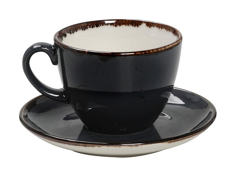 CAPPUCCINO & SAUCER CUP DARK GREY 220ML 14X7.5CM