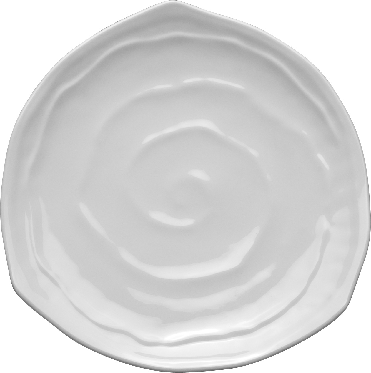 B156  WHITE MELAMINE TRIANGLE SHAPPED PLATE SPIRAL D22.7xH3.5cm