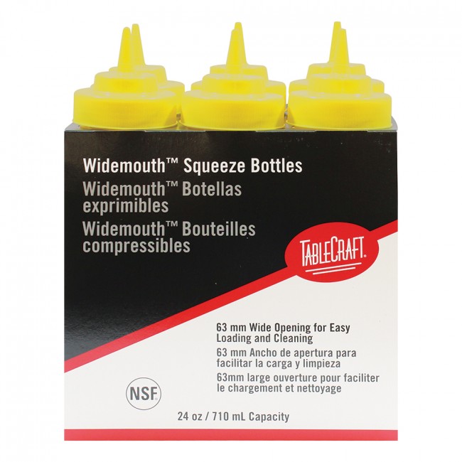 C12463C YELLOW 710 mL(24 oz) Widemouth™ Clear,Standard Tip Cone, Natural Top,(6 per Pack) TABLECRAFT