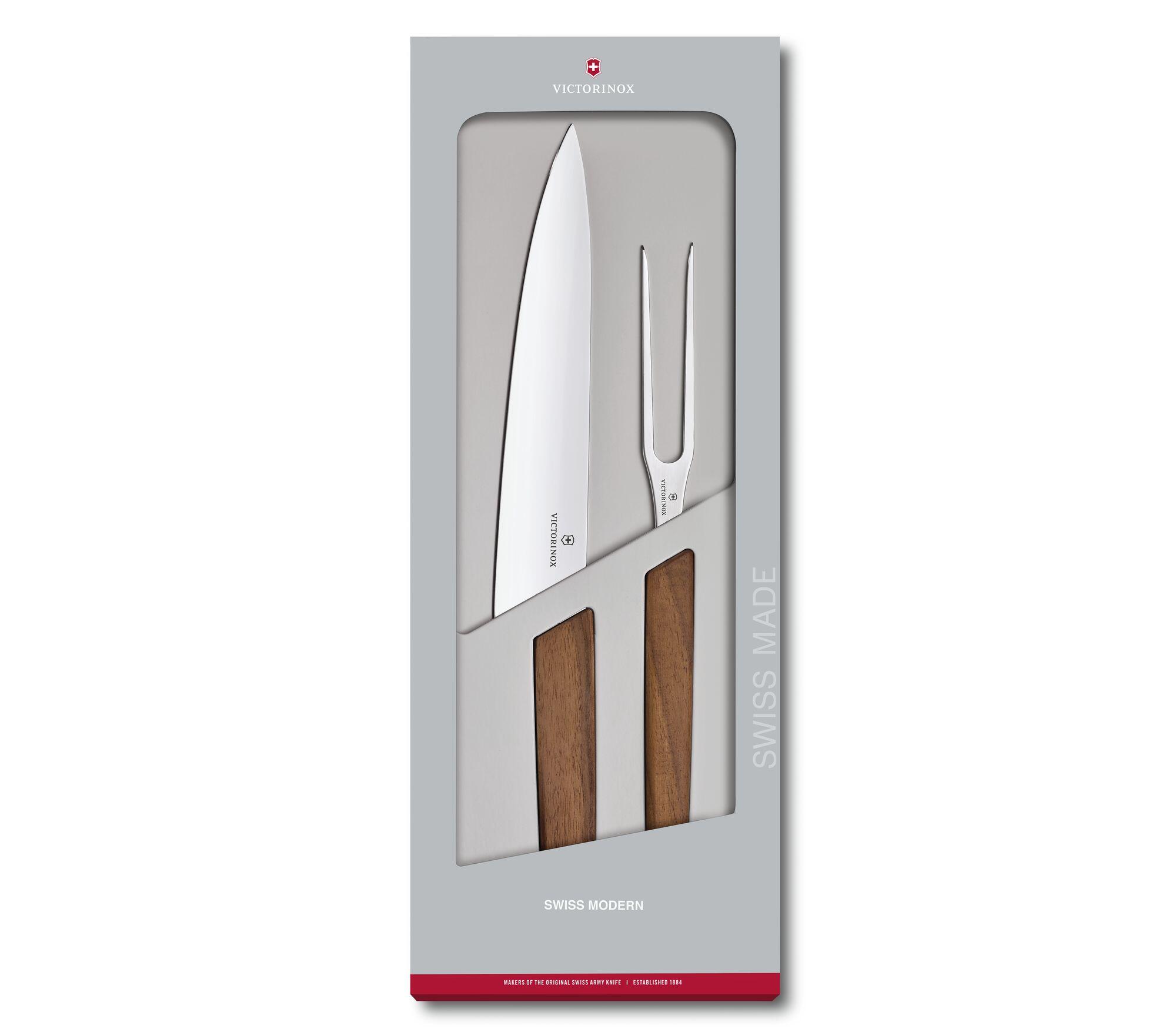 6.9091.2 CARVING SET ΜΑΧΑΙΡΙ 22ΕΚ & ΠΙΡΟΥΝΑ 15ΕΚ ΚΑΡΥΔΙΑ SWISS MODERN Victorinox®