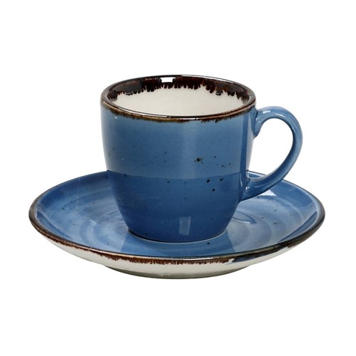 TERRA BLUE ESPRESSO & SAUCER CUP BLUE 90ML 12X6CM