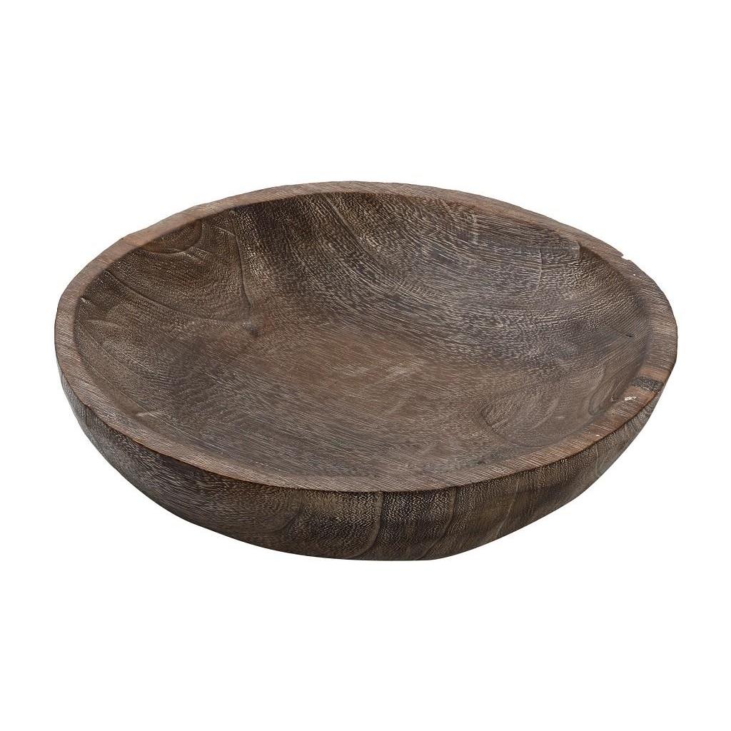 ROUND BROWN WOODEN BOWL 32X7CM