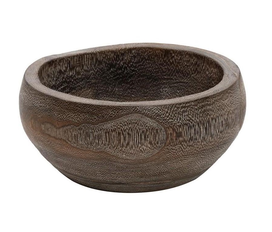 ROUND BROWN WOODEN BOWL 25X11EK