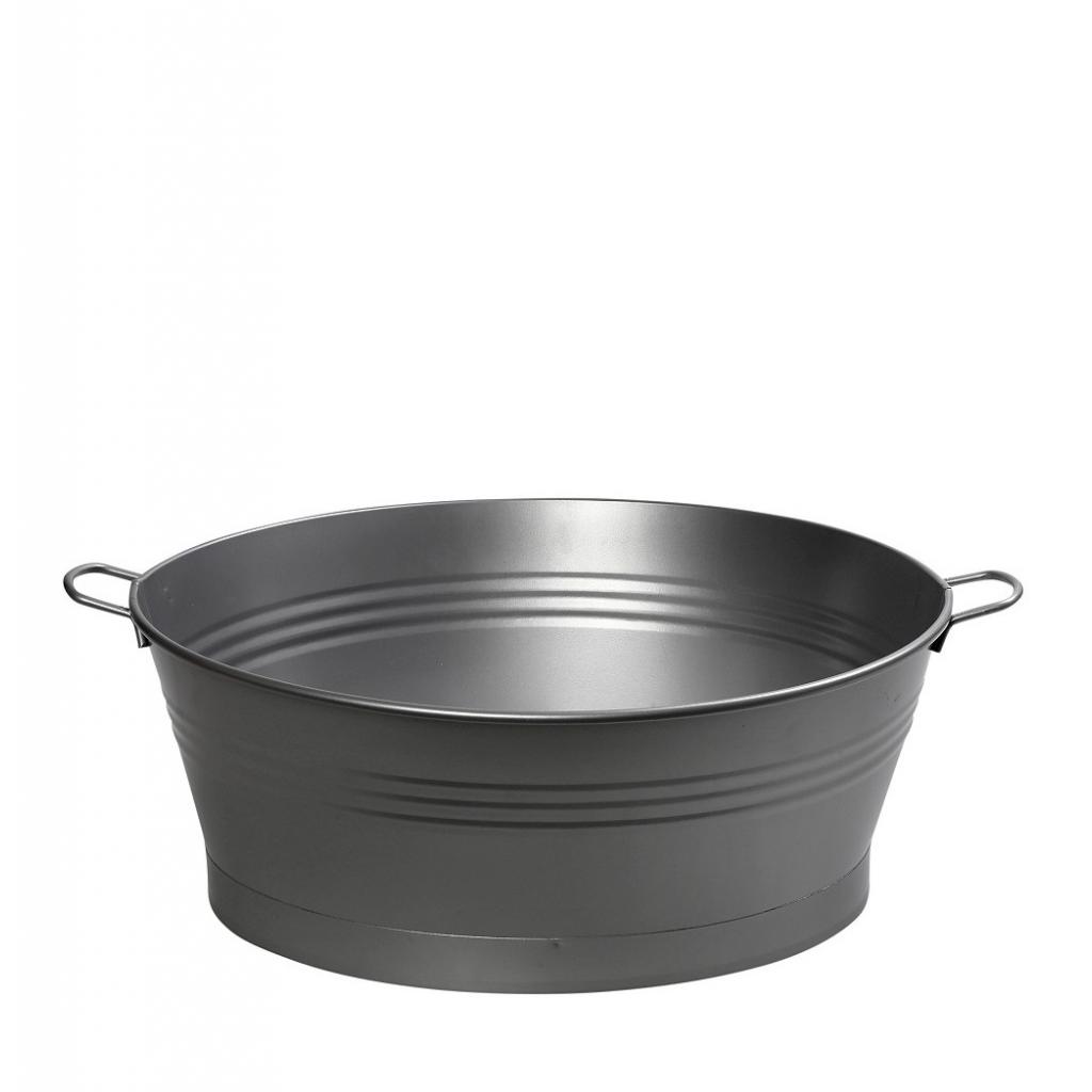 GRAY METAL CHAMPAGNE BUCKET WITH HANDLEΦ47-55X41 h.19EK ΜΕ ΧΕΡΙ