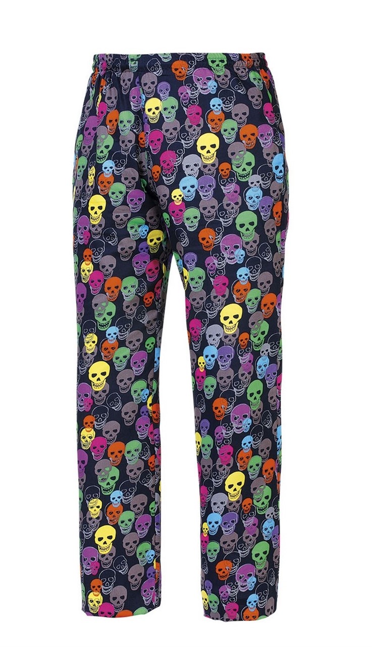 CHEF TROUSERS COULISSE COLOUR SKULLS 100%COTTON EGO CHEF