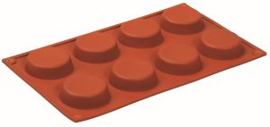 PASTRY SILICONE MOULD 8 ROUND SHAPED SLOTS 30×17.5×1.8cm