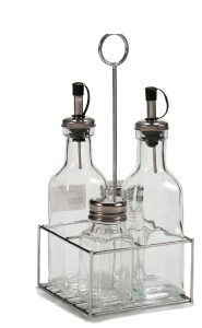 GLASS SET OIL VINEGAR BOTTLES 2 SPICE JARS BASE VIVALTO®