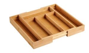 BAMBOO WOODEN RECTANGULAR BOX WITH 6 COMPARTMENTS EXTENDABLE 38 x 29 x 5 cm KINVARA ®