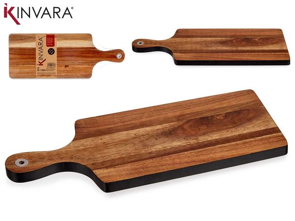 ACACIA WOODEN CUTTING BOARD WITH HANDLE AND BLACK EDGING 45cm KINVARA ® - Image 3