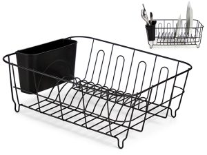 BLACK MATT S/S DISH DRAINER 36,5x33,5x13,8 CM ARTE REGAL