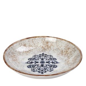 MOSAICO ROUND DEEP PLATE BEIGE WITH PATTERN 28X4CM PORCELAINE