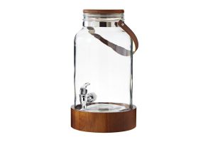 T3025 BIG JAR WITH HANDLES AND BRACKET FROM ACACIA WOOD 5,8L LEONE