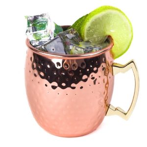 COPPER PLATED CURVED MOSCOW MULE MUG HAMMERED 550ml