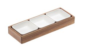 S5026 Tray with 3 melamine bowls 31,5x11,5x4 LEONE