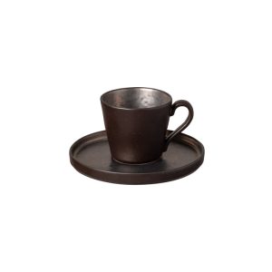 LAGOA METAL TEA CUP & SAUCER 0.21ml STONEWARE COSTA NOVA