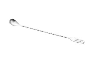 STAINLESS STEEL BAR SPOON WITH FORK 30CM