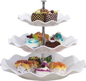 MD022 THREE TIER CAKE METAL WITH MELAMINE PLATES D38.1xH34cm