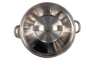 STAINLESS STEEL ROUND SERVING POT WITH LID 36CM 6.5LT S/S 18/10