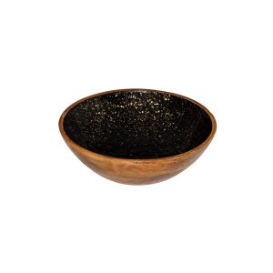 MANGO WOODEN BOWL ROUND BLACK 25x7.5cm