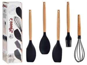 SET 5 BEECH WOOD HANDLE UTENCILS KINVARA