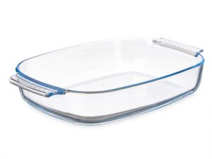 Rectangular borosilicate tray with handles 2000ml 19,6x30,2 x6cm VIVALTO