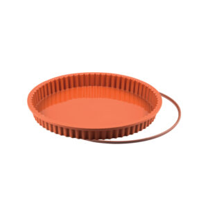 SFT424+A - FLAN PAN SILICONE MOULD + SAFE RING ø240 H 30 MM Terracotta Silikomart Italy